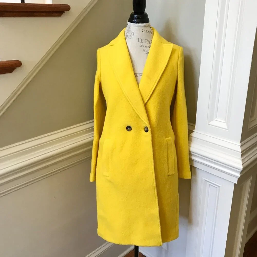NWT JCrew Daphne Topcoat Coat Womens 0 Yellow Boiled Wool BT996 Jacket NEW
